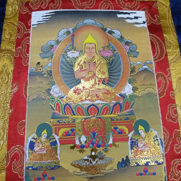 Tranh Thangka Tổ Tông Khách Ba (Tsongkhapa)_35x20cm